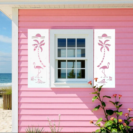 Coastal Charm Shutters Flamingo sold in pair left and right 2 shutters