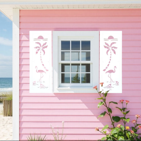 Coastal Charm Shutter Flamingo sold in pair left and right 2shuters