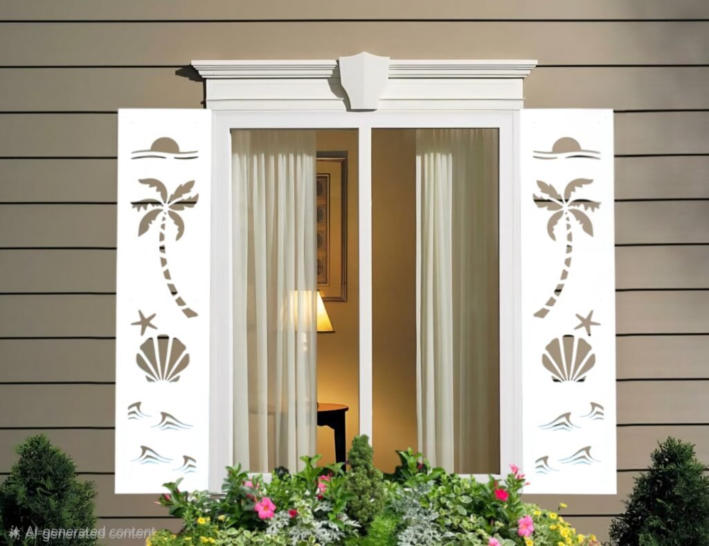 Coastal Charm Shutters Seashell sold in pair left and right 2 shutters
