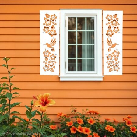 Shutter Hibiscus sold in pair left and right 2shuters