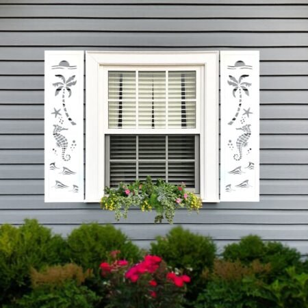 Seaside Charm Shutters Seahorse sold in pair left and right 2shuters