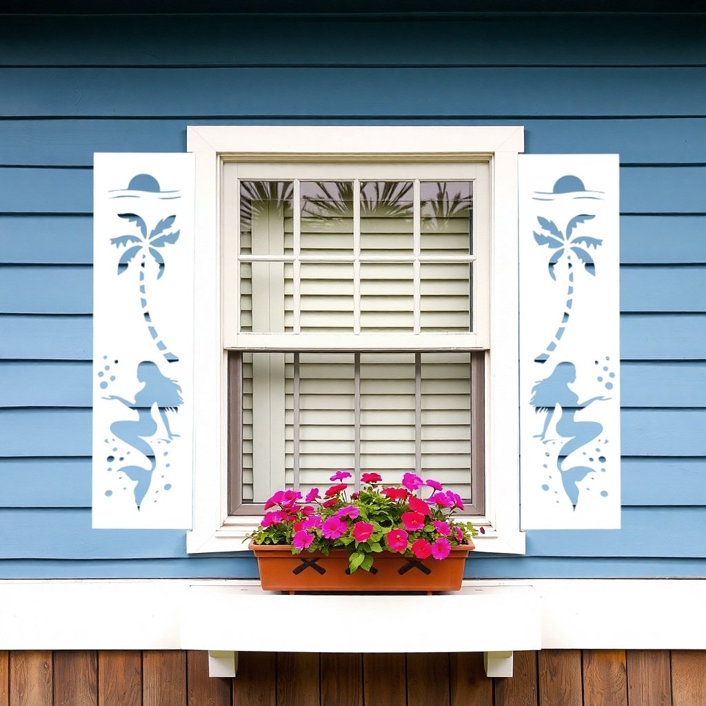 Coastal Charm Shutter Mermaid sold in pair left and right 2shuters