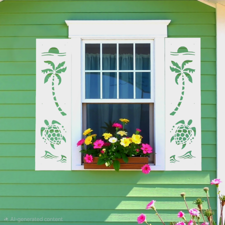 Seaside Shutters Turtle sold in pair left and right 2 shutters