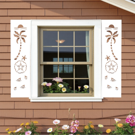 Coastal Charm Shutters Sand dollar sold in pair left and right 2 shutters