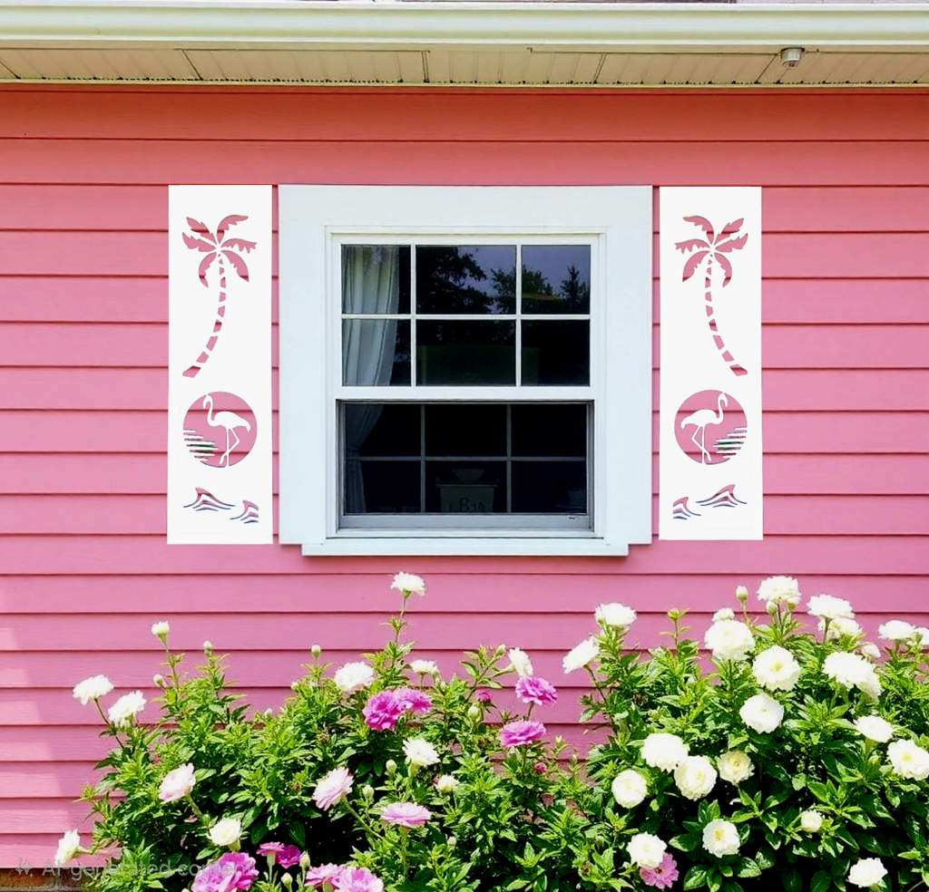 Sunset Flamingo Shutters sold in pair left and right 2 shutters