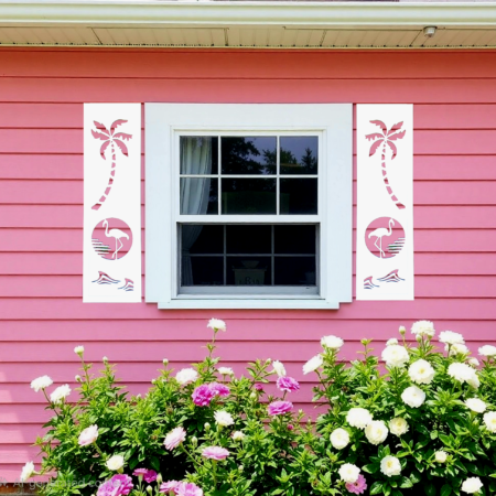 Sunset Flamingo Shutters sold in pair left and right 2 shutters