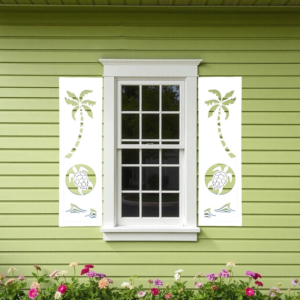 Seaside Shutter Sunset Turtle sold in pair left and right 2shuters