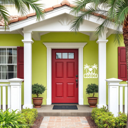 Decorative House Number Relaxing Sunset design