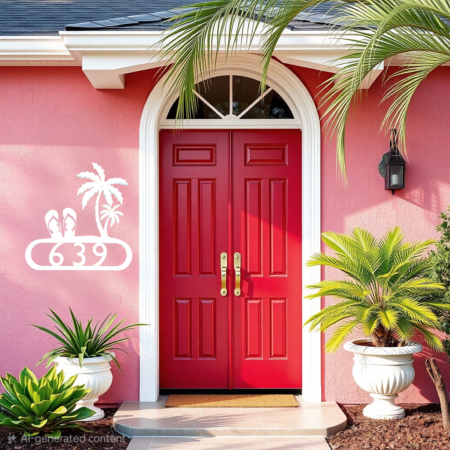 Decorative House Number Beach Time design