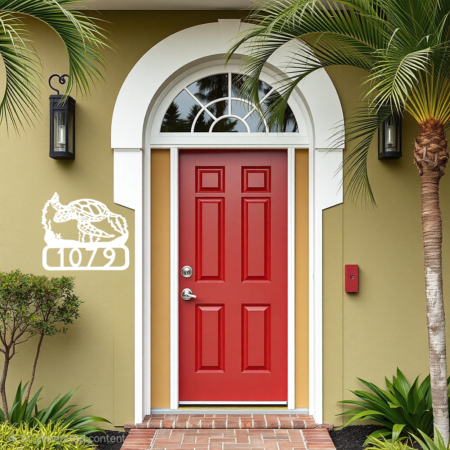 Decorative House Number Sea Turtle design