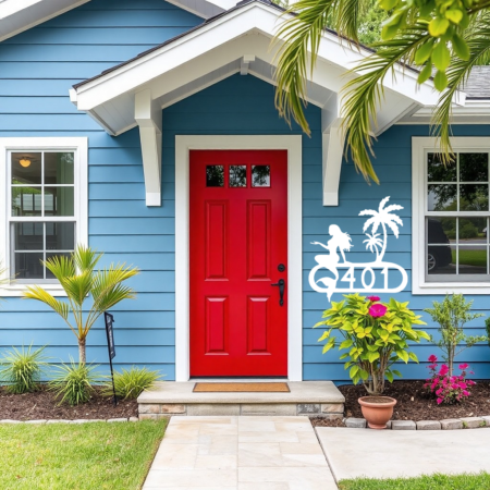 Decorative House Number Mermaid design