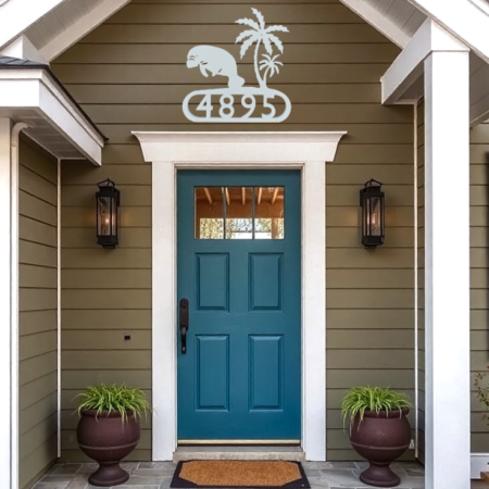 Decorative House Number Manatee Design