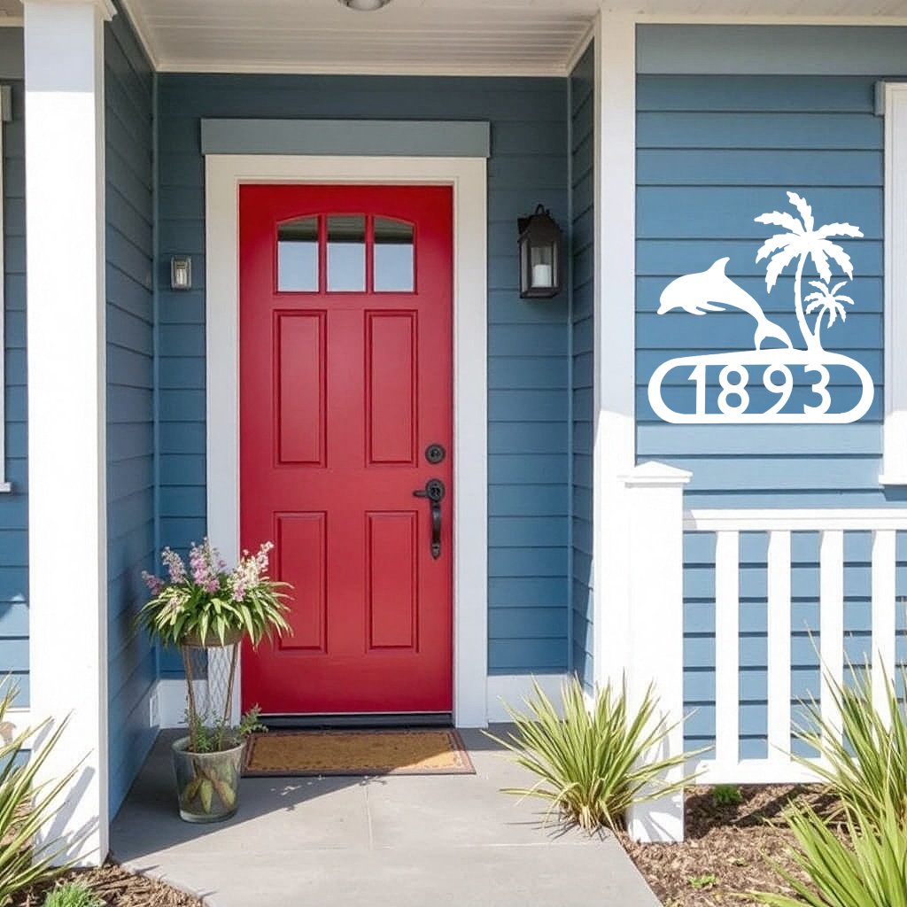 Decorative House Number Dolphin design
